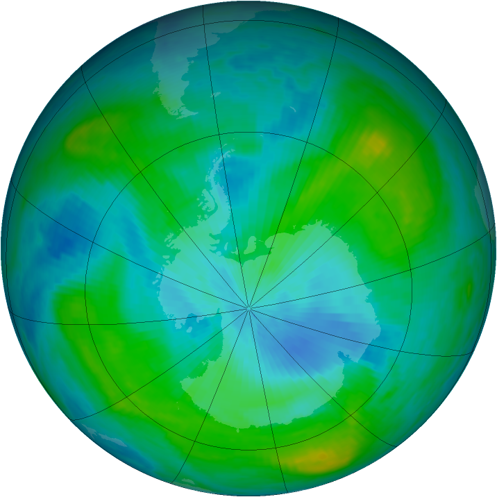Antarctic ozone map for 22 February 1981